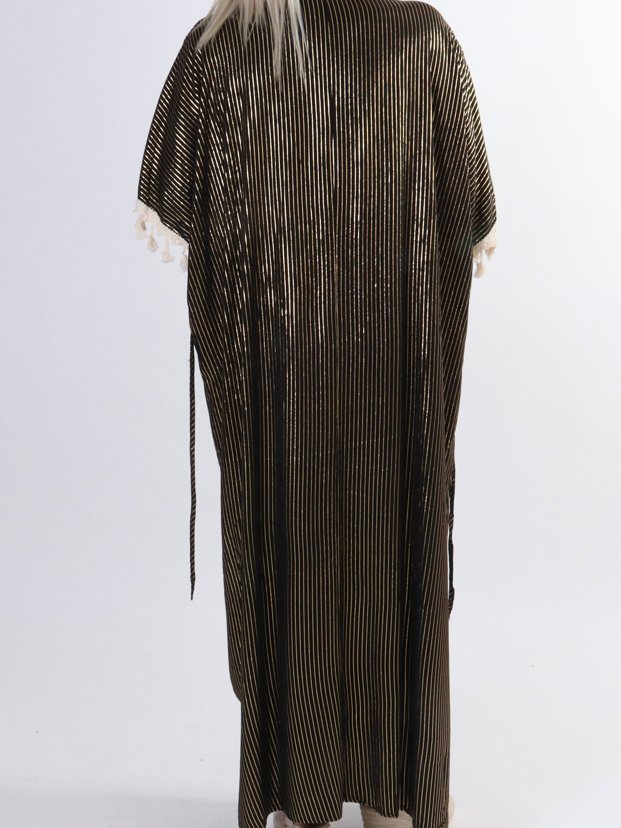 Dua Stripe - Lang plus size tunikakjole med broderet detaljer